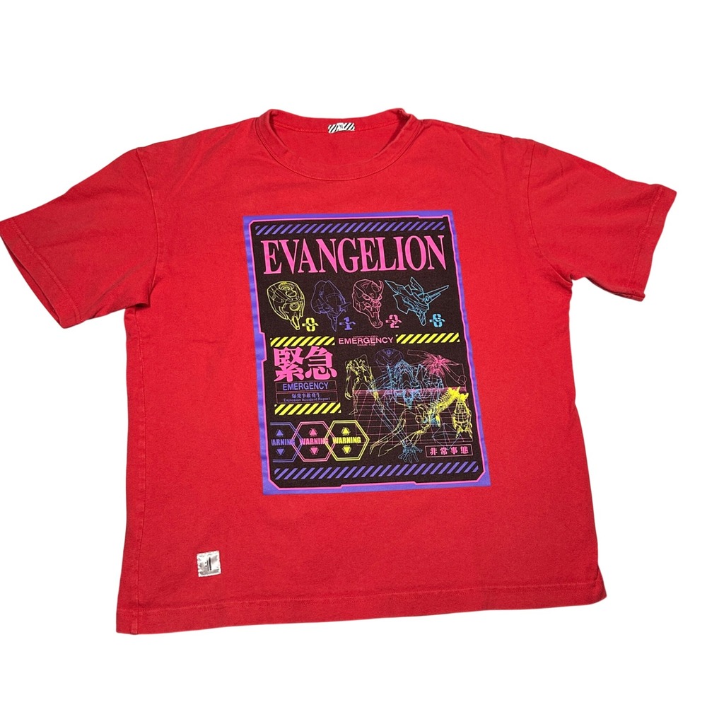 GU Neon Genesis Evangelion Graphic T-Shirt Red Mens Medium Anime Khara EVA Unit